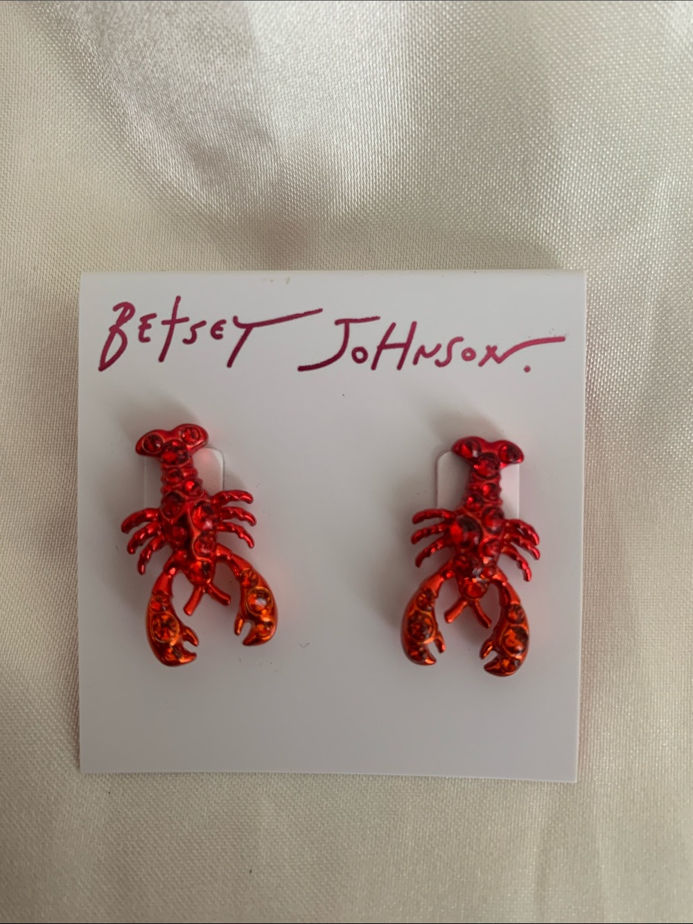 Betsey Johnson Red Lobster Stud Earrings